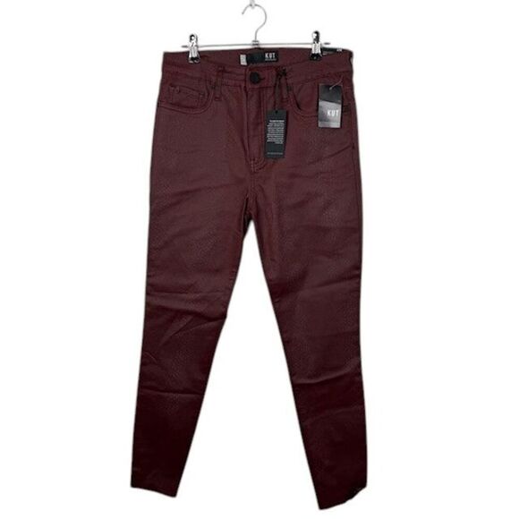 NWT KUT from the Kloth Connie High Rise Fab Ab Ankle Skiny Jeans Coated Wine 8 - Picture 2 of 16